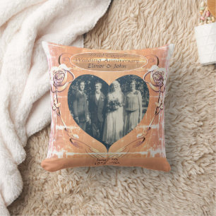 Coussin 22e/7e Rose Mariage en cuivre Photo Fourre-tout