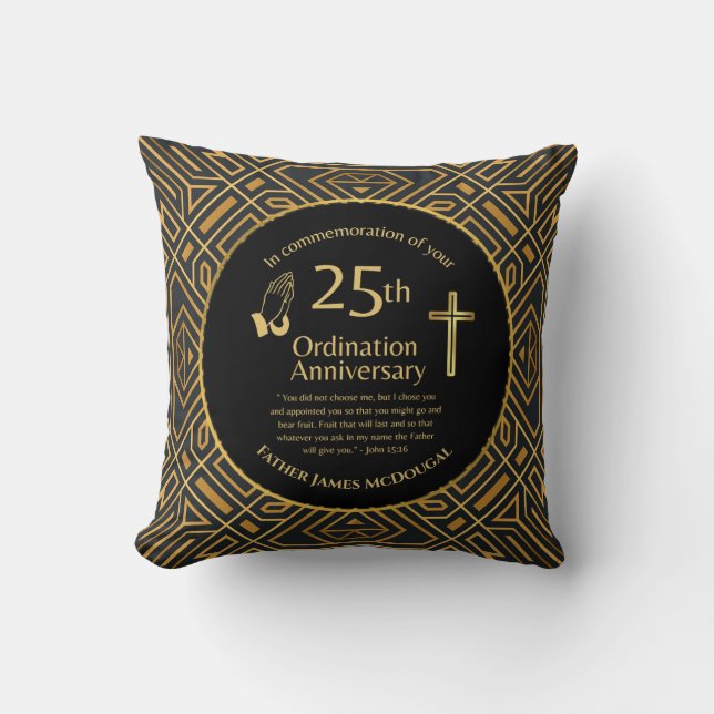 Coussin 25e anniversaire de l'Ordination personnalisée Prê (Recto)
