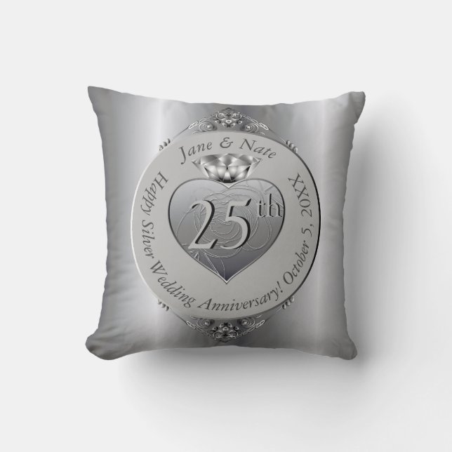 Coussin 25e anniversaire du Mariage d'argent (Recto)