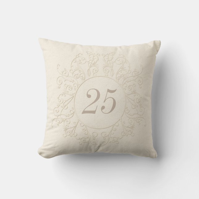 Coussin 25èmes cadeaux personnalisés d'anniversaire ou (Recto)