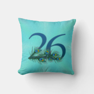 Coussin 26 Anniversaire Élégant Plume de Paon