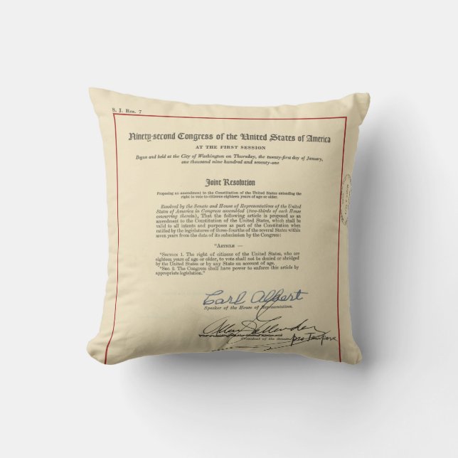 Coussin 26ème constitution des États-Unis d'amendement (Recto)