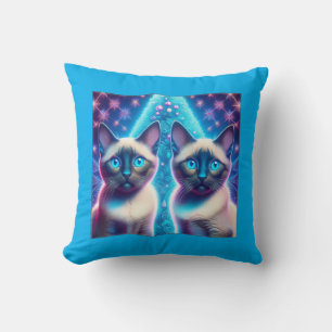 Coussin 2 Chatons Siamois Posant Dans L'Arbre De Noël