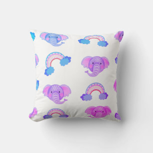 Coussin 2 En 1 Arcs-En-Ciel Et Têtes D'Éléphant Jeter L'Or