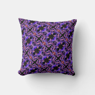 Coussin 2 faces violet et noir abstrait violet clair