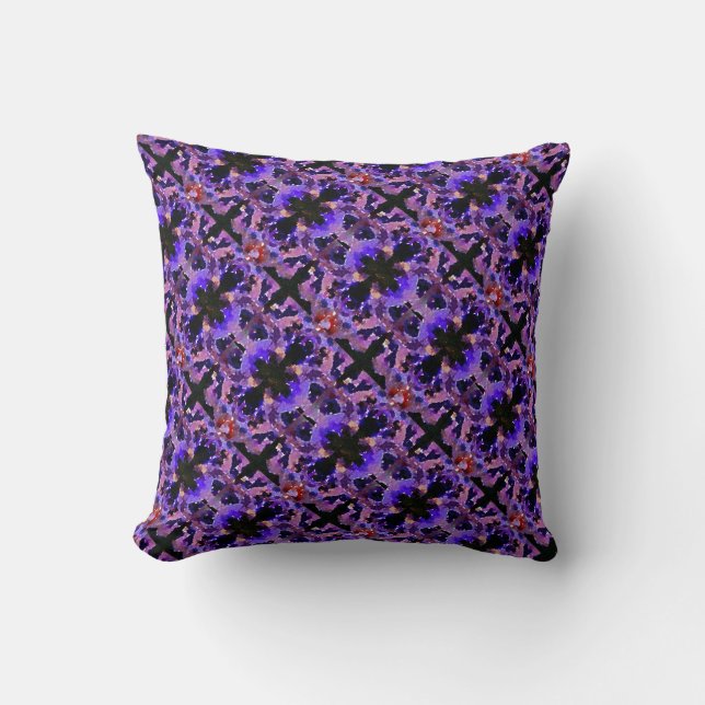 Coussin 2 faces violet et noir abstrait violet clair (Recto)