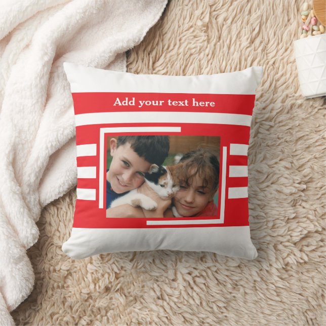 Coussin 2 photo add text white red (Couverture)