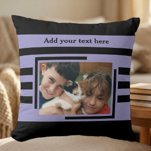 Coussin 2 photo ajouter du texte noir violet
