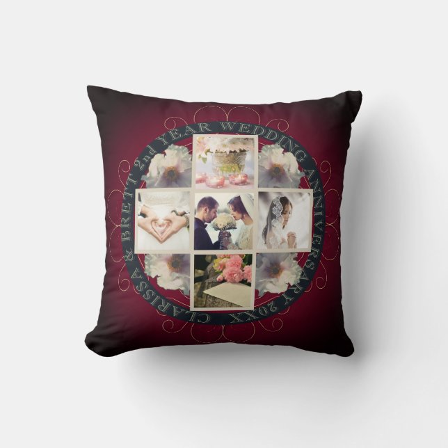 Coussin 2e année. Mariage Anniversaire du coton violet Smo (Recto)