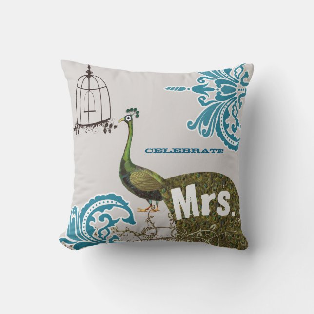 Coussin 2e anniversaire Damask Peacock Birdcage Mme. (Recto)