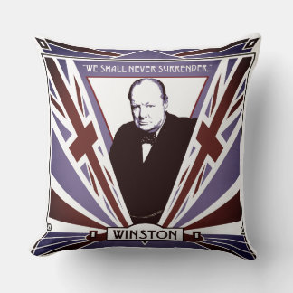 Coussin 2ÈME GUERRE MONDIALE Winston Churchill style Art d