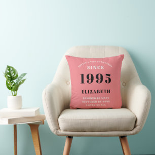 Coussin 30e anniversaire 1995 Rose Girly Elegant Chic