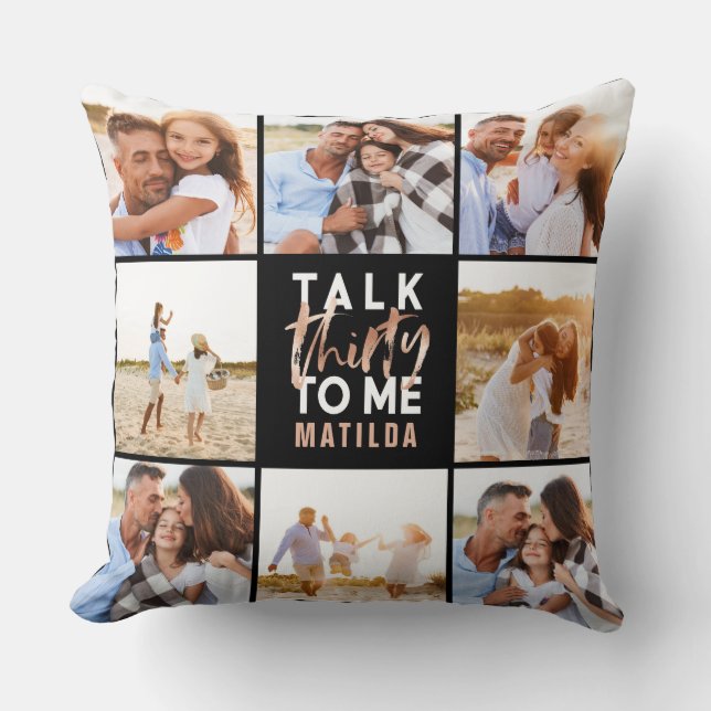 Coussin 30e anniversaire moderne multi photo rose jeton gi (Recto)