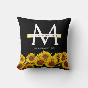 Coussin 3 Collage photo tournesol noir moderne Mariage Thr