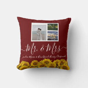 Coussin 3 Collage photo tournesol noir moderne Mariage Thr