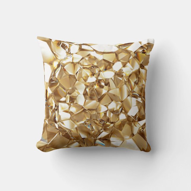 Coussin 3D abstraite texture or cristal. (Recto)