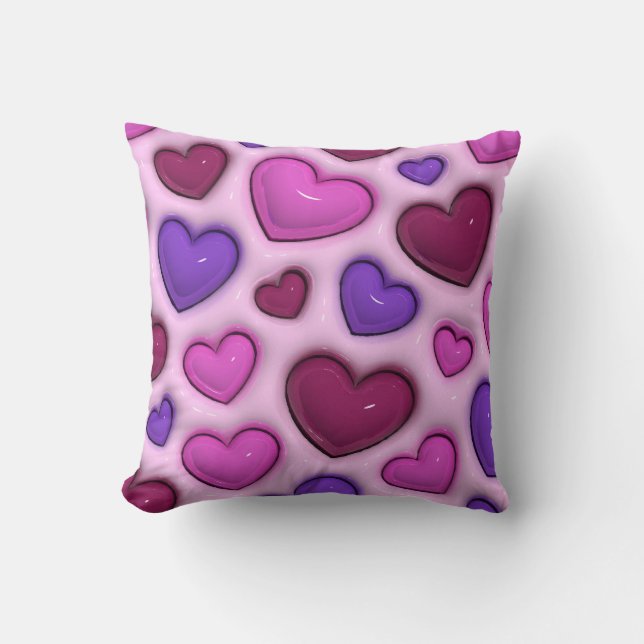Coussin 3D Heart Pattern - Pink Romantic Home Decor (Recto)