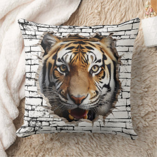 Coussin 3D Jaguar Wall Break Art - Safari réaliste