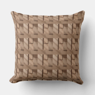 Coussin 3D Wooden Block Pattern with Light Brown Grain and