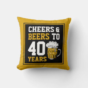 Coussin 40e anniversaire Cheers & Bières à 40 ans