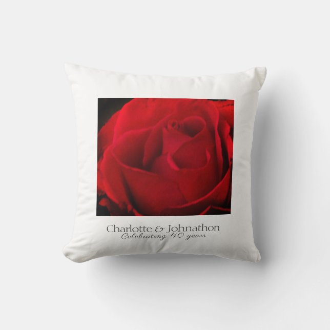 Coussin 40e anniversaire du Mariage de rubis Rose rouge tr (Recto)