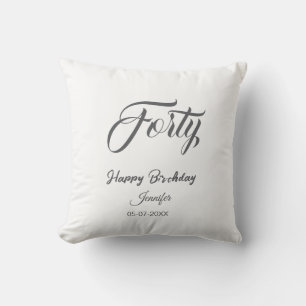 Coussin 40e lettre d'anniversaire nom date année gris