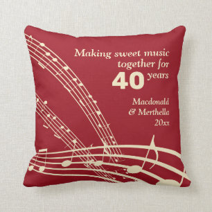 Coussin 40e Mariage RUBY   Moderne   Notes de musique