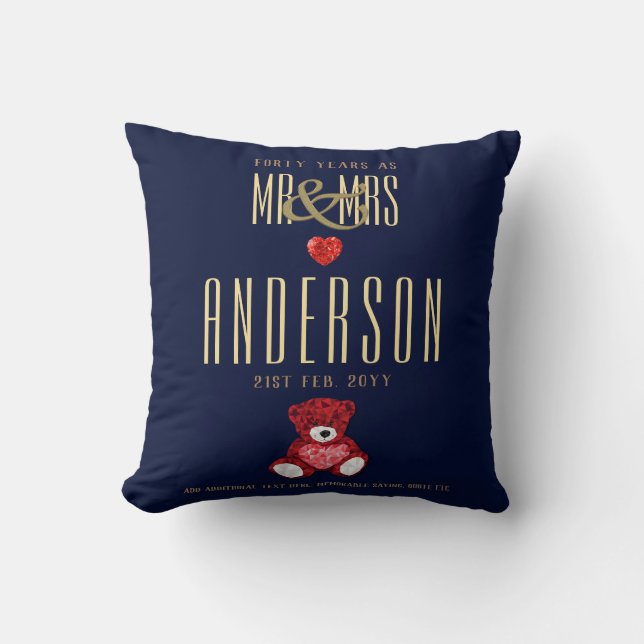 Coussin 40e RUBY Mariage Anniversaire Cadeau personnalisé  (Recto)