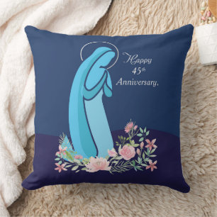 Coussin 45e anniversaire de vie religieuse Nonne Fleur ros