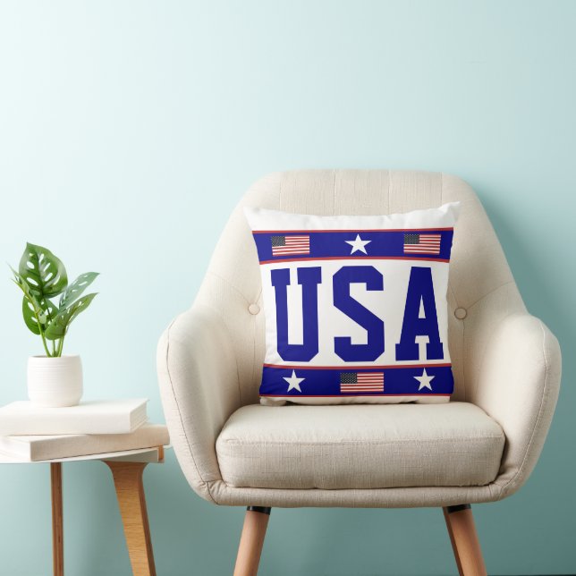 Coussin 4 juillet cadeaux du jour de l'Indépendance (Chaise)