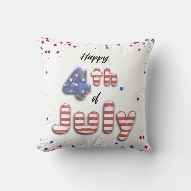 Coussin 4 juillet Étoiles Ballons à huile (Recto)