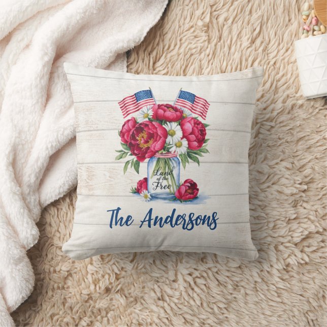 Coussin 4 juillet florale patriotique (Couverture)