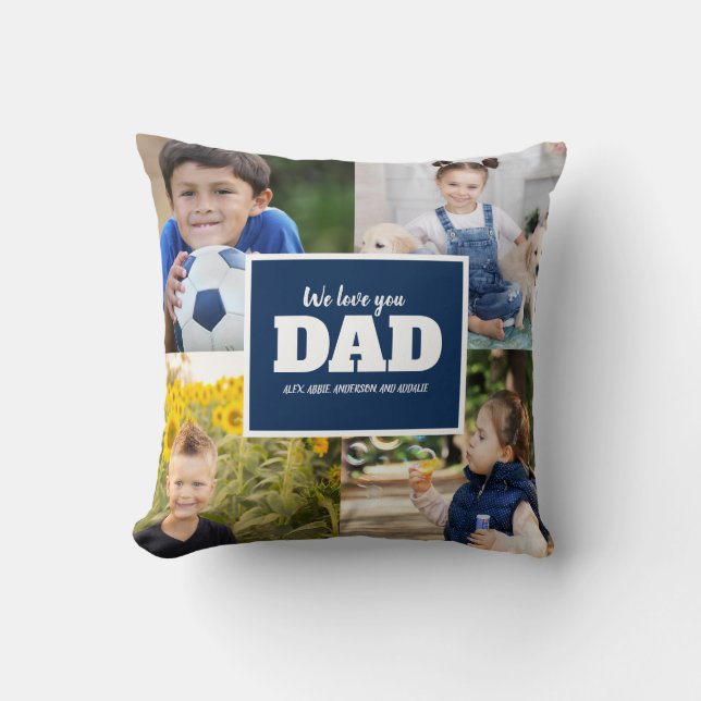 Coussin 4 Photo Collage Marine Bleu Père Nous vous aimons  (Recto)