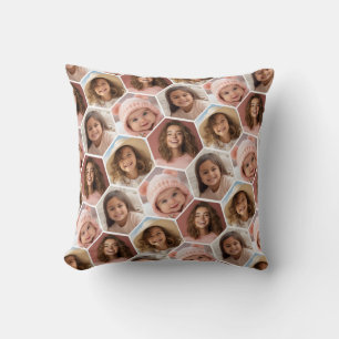 Coussin 4 Photo Collage - motif hexagone funky blanc