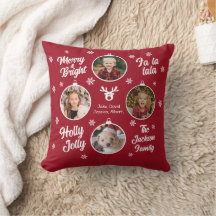 4 Photo Famille Ornements Vintage Noël Rouge