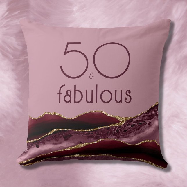 Coussin 50 et fabuleux 50e anniversaire Bourgogne rose Aga (Créateur téléchargé)