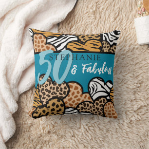 Coussin 50 et fabuleux Coeurs Posters de animaux Turquoise