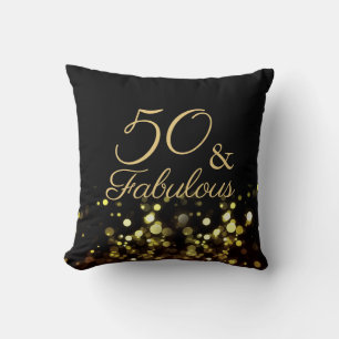 Coussin 50 et Fabulous Black and Gold Birthday