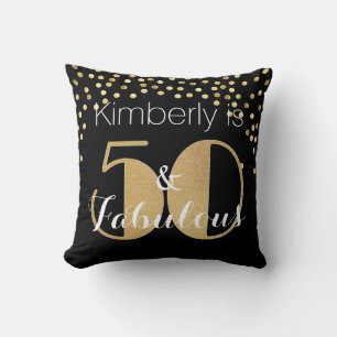 Coussin 50 et Fabulous Gold Personnalisé fête d'anniversai