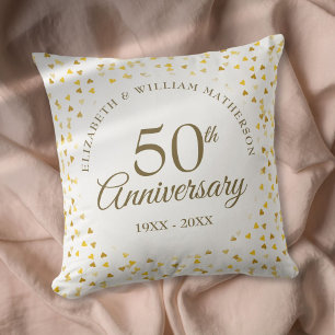 Coussin 50e anniversaire de mariage Cœurs dorés