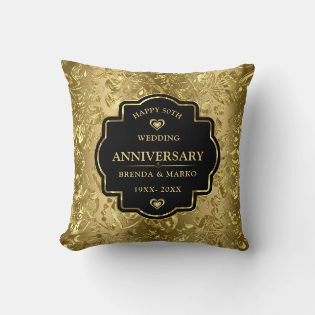 Coussin 50e anniversaire de mariage en or (Recto)