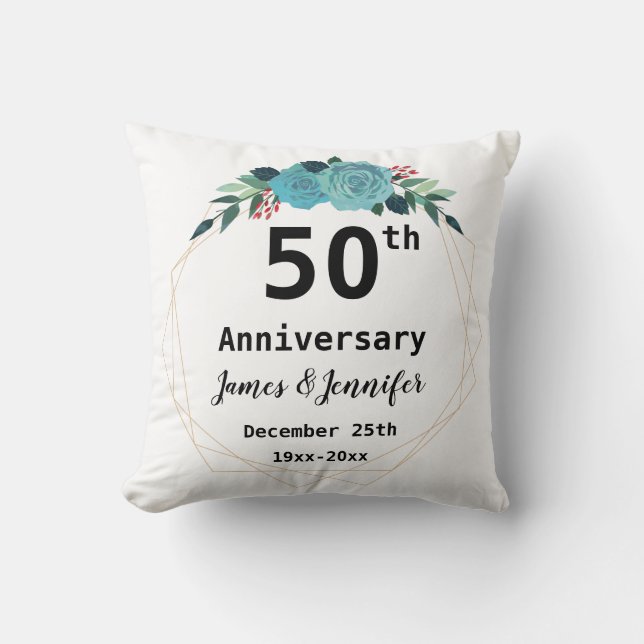 Coussin 50e anniversaire de Mariage Noms personnalisés et  (Recto)
