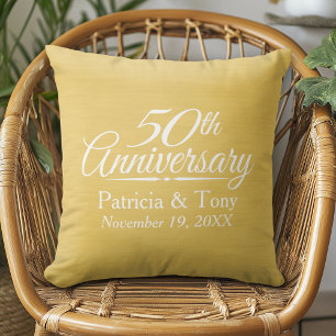 Coussin 50e Anniversaire de Mariage Personnalisé Doré