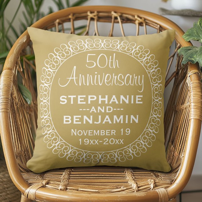 Coussin 50e anniversaire du Mariage Personnalisé (Custom Anniversary Pillow)