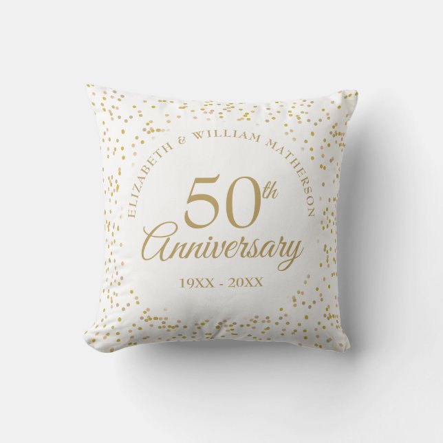 Coussin 50ème Anniversaire de Mariage d'or Poussière d'or (Recto)