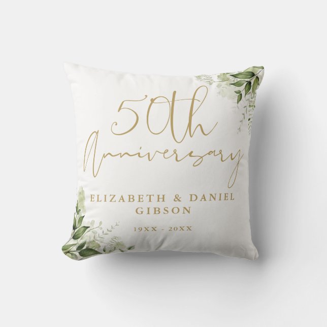 Coussin 50th Wedding Anniversary Greenery Floral (Recto)