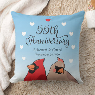 Coussin 55e anniversaire de Mariage, Cardinal Pair