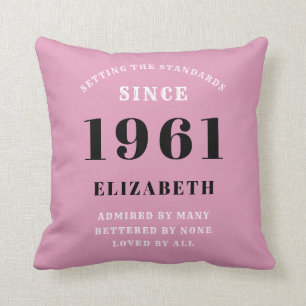Coussin 60e anniversaire 1961 Fille noire rose personnalis