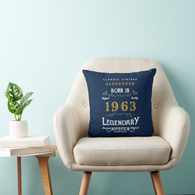 Coussin 60e anniversaire 1963 Retro Blue Gold Legendary (Chaise)