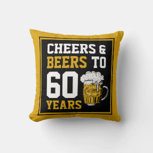 Coussin 60e anniversaire Cheers & Bières à 60 ans